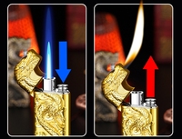 Allume-torche à double flamme Cool Dragon Design Magic avec outil de réglage de la flamme Briquets à flamme à jet coupe-vent (sans gaz butane)