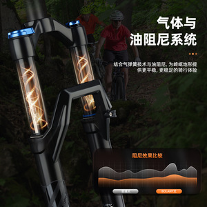 Fourche avant de vélo de montagne Bolany 27,5 29 pouces, fourche à suspension avec tube interne de 32 mm, ressort pneumatique, libération rapide - Product Image 3