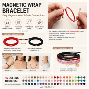 Magnetic Wrap <b>Bracelet</b> | 65 Colors Adjustable Multi-Wear Magnetic Cord with 150 Mini Magnets | <b>Rope</b> <b>Bracelet</b> Multi Wear Choker - Product Image 2