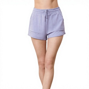 WARPRO INDUSTRY Short décontracté moulant en laine tricotée bleue pour femme, taille mi-haute, avec cordon de serrage et poches, respirant et anti-transpiration - Product Image 1