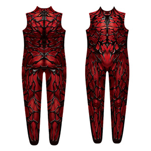 Combinaison de cosplay de monstre alien super-héros de haute qualité pour <span class=keywords><strong>homme</strong></span>, motif symbionte rouge, imprimée en 3D, en spandex, intégrale - Product Image 3