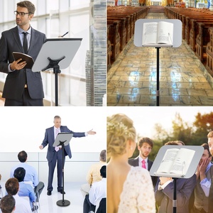 Pupitre de sol portable pour discours et présentations avec <span class=keywords><strong>support</strong></span> noir, tableau gris et hauteur réglable pour ordinateur portable et <span class=keywords><strong>livre</strong></span> - Product Image 2