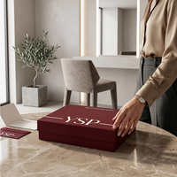 Ensemble d'emballage personnalisable pour vêtements bordeaux avec logo – Boîte rigide haut de gamme et sac en papier avec étiquette volante pour marques de mode DTC (vente en gros)