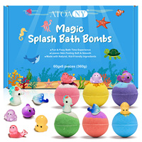ATOANY 6 bombes de bain magiques effervescentes, bain moussant aux huiles essentielles naturelles, véganes, relaxantes, avec jouet surprise pour enfants, usage domestique