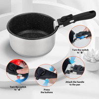 Ensemble de 4 casseroles en acier inoxydable avec poignée amovible, antiadhésives, empilables, pour cuisinière à induction, four à gaz, compatibles avec le four