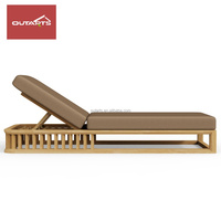 Chaise longue d'extérieur moderne pour villa, chaise longue de piscine en teck pour hôtel, chaise longue de plage pour resort, mobilier de plage.