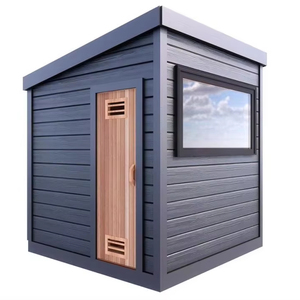 Stufa Elettrica Moderna per Sauna da Esterno in Cedro Rosso con Funzione Vapore Secco 110-240V Pannello di Controllo Computerizzato per 2-4 Persone - Product Image 1