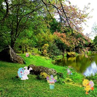 Tableau creux de jardin personnalisé Topiaire de Pâques Décor de lapin de Pâques Signe de jardin en plastique de Pâques Décoration de scène Ornement Emblèmes Signes