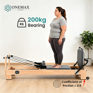 Reformer de Pilates ONEMAX de Madera de Arce Sólido, Carga Máxima de 200 kg, <span class=keywords><strong>Base</strong></span> Antideslizante de Alta Fricción, Silencioso, con Accesorios Completos, Cama de Pilates de Madera - Product Image 1