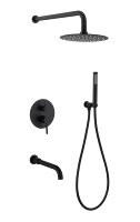 Robinet de salle de bain encastré en acier inoxydable, ensemble de douche mural avec pommeau de douche pluie en nickel brossé et tête de douche céramique douce