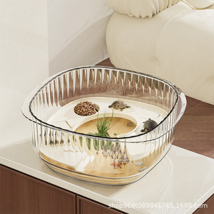 Tanque de tortuga de plástico transparente para escritorio, rectangular, de una o dos capas, para uso doméstico. - Product Image 3