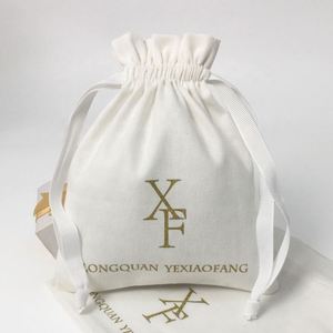 Eco Cotton <b>Drawstring</b> Jewelry Bag Custom logo White Clothing Cotton <b>Pouch</b> for Mobile - Product Image 2