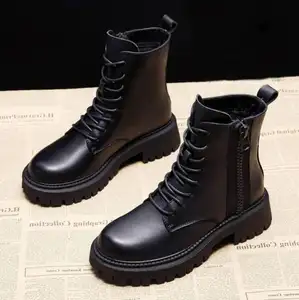 Cy60202a nouvelles femmes automne hiver combat bottines talons hauts chaussures noires pour dames