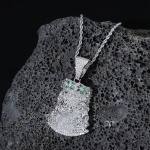 Neue Hip-Hop-Halskette mit vergoldetem Messinganhänger, Zirkonia-Besatz und JESUS-Motiv, modischer Schmuck für Damen und Herren - Product Image 5