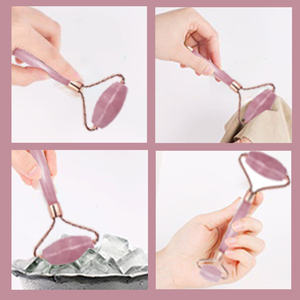 Rouleau de soins du visage en Quartz <span class=keywords><strong>Rose</strong></span>, masseur de beauté, rouleau de Jade sans boîte - Product Image 6