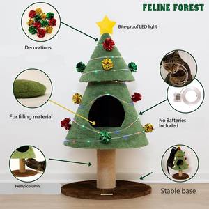 Premium Maßgefertigter Weihnachts-Kratzbaum aus Massivholz mit Sisal-Kratzstämmen – Luxuriöser Dual-Use Katzen-Kletterbaum & Festtagsdeko - Product Image 3