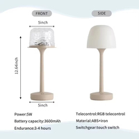 Lampe de table à projection LED avec commande tactile, design moderne sur pied haut, projections d'ondulations d'eau et d'aurore, utilisation en intérieur