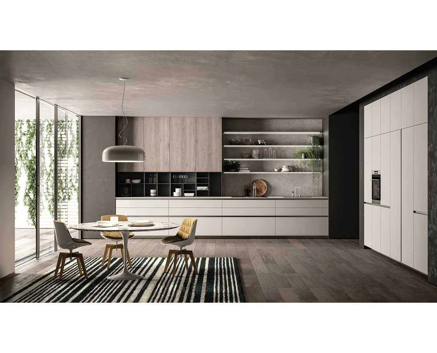 2024 Dorene thiết kế hiện đại cao cấp phong cách Châu Âu tủ bếp cao đựng thức ăn đơn vị với ánh sáng thông minh