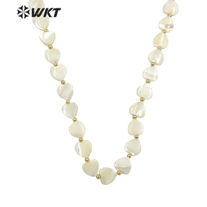 WT-JN191 Women <strong>Pure</strong> Holy White Shell Heart Necklace Lovely Hand Strand Beads Shell Necklace 16 Inch Long <strong>Lover</strong> Wedding Necklace - Product Image 2