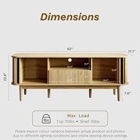 Meuble TV à portes coulissantes cannelées de 63 po et ensemble de table basse ronde de 35,4 po pour salon