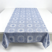 Nappe Imprimée Imperméable en PE, Motif Carreaux de Cuisine Bleus, Housse de Table Jetable pour Table à Manger Domestique, Personnalisation Usine