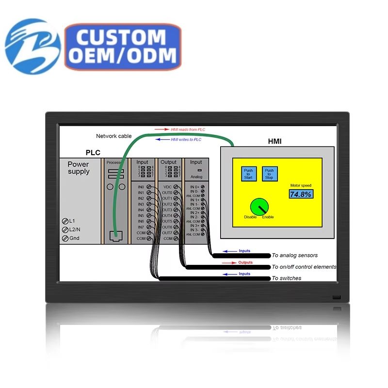 13.3 Inch LCD Display Computer Monitor Plastic Case LED Backlight 12V DC Input Wall Mount Desktop Industrial Monitor