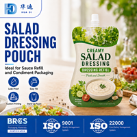 Pochette personnalisée imprimée pour vinaigrette 500 ml, avec bec verseur, qualité alimentaire, anti-fuite, pour emballage de condiments