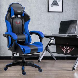 Chaise d'ordinateur de bureau élégante <span class=keywords><strong>PC</strong></span> <span class=keywords><strong>Gamer</strong></span> Racing en cuir bleu noir bon marché chaise de jeu avec logo de massage professionnel et roues - Product Image 3