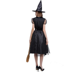 Disfraz de Bruja, Vestido Negro con Sombrero, Guantes y Cinturón, para Mujer Adulta, Traje para Fiesta de Halloween, Actuación en Escenario - Product Image 4