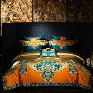 Set di Biancheria da Letto di Lusso in Cotone 140S con Ricami, Copripiumino e Lenzuola Arancioni ODM/OEM - Product Image 1