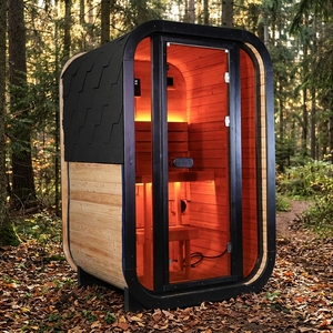 Sauna extérieur en bois massif pour 2 personnes, personnalisable en usine, en cèdre carbonisé et épicéa, sauna à vapeur pour la maison, le jardin ou le <span class=keywords><strong>spa</strong></span> - Product Image 1