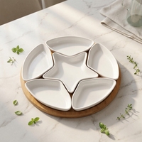Ensemble de plats de service en céramique blanche, en forme d'étoile, service de restauration, pour Restaurant, hôtel, 24 pièces