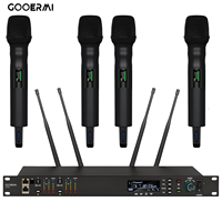 Système de microphone sans fil professionnel UHF 4 canaux XD04 avec 4 micros dynamiques portatifs, portée de 600 pieds