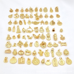 จี้ชุบไฟฟ้า 14k รักษาสีได้ ตัวอักษรฟู่ สร้อยข้อมือ DIY ขนาดเล็ก สร้อยคอ เครื่องประดับลูกปัด D104 - Product Image 4