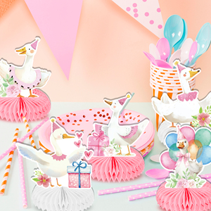 Huancai stupidi oca a nido d'ape centrotavola da tavolo Toppers 9 pezzi appesi ventagli di carta per bambini decorazioni di compleanno forniture per feste - Product Image 5