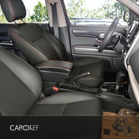 Kotak sandaran tangan mobil kulit PU serat karbon lapisan ganda untuk Toyota Wigo 2018-2022 desain Jepang dengan Aksesori Interior geser USB
