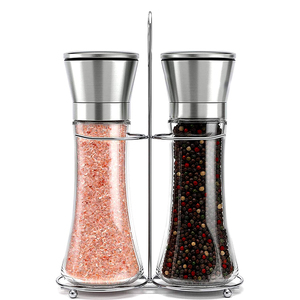 Commercio all'ingrosso macinapepe in bianco e nero bottiglia di macinazione manuale piccola bottiglia di condimento bottiglia di condimento di sale marino di vetro - Product Image 3