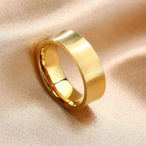 7mm Minimalist Gold Plated Men <b>Rings</b> Stainless Steel Jewelry Custom <b>Blank</b> Finger <b>Ring</b> - Product Image 5