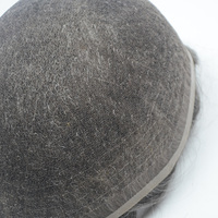 Prothèse capillaire complète en dentelle suisse pour homme âgé, système de remplacement capillaire en cheveux humains véritables avec cheveux gris