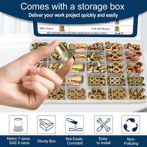 Baiguluo Rivet Nut Assortment 420pcs Metric Sae Zinc Plated Flat Head Self Tapping Rivets Kit - Product Image 2