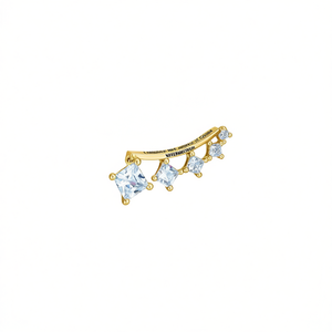 Orecchini a polsino Gold E324 con cristalli taglio Princess e strass, montatura a griffe, gioielli unisex minimalisti per tutti i giorni - Product Image 1