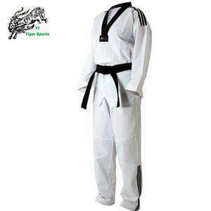 ชุดยูนิฟอร์มเทควันโดคอวีสีขาวแบบกำหนดเองพร้อมโลโก้ OEM ราคาโรงงาน - Product Image 4