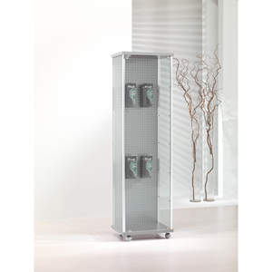 Vitrina con Marco de Aluminio de 55 cm de Ancho y 185 cm de Alto, Vidrio Templado Gris Claro, Puerta con Bisagras y Cerradura, Parte Trasera Perforada - Product Image 1