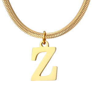 Delicata <span class=keywords><strong>collana</strong></span> <span class=keywords><strong>con</strong></span> ciondolo lettera iniziale in acciaio inossidabile 316 placcato sottovuoto in oro 18 carati impermeabile <span class=keywords><strong>con</strong></span> catene a <span class=keywords><strong>serpente</strong></span> - Product Image 6
