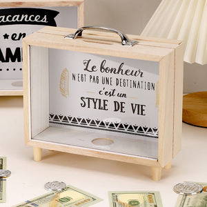 Tirelire en bois pour décoration intérieure personnalisée Tirelire transparente pour le stockage de l'argent tirelire - Product Image 2