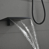Mitigeur de douche noir en laiton à trois fonctions, chaud et froid, design carré moderne, robinet de bain cascade