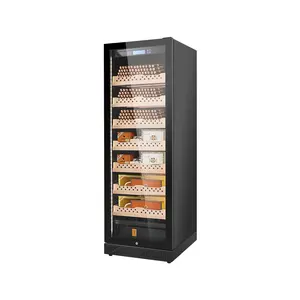 Hot Bán 1500 Pcs 60-85% Rh Gỗ Tuyết Tùng Trực Tiếp Làm Mát Màu Đen Điện Cigar Humidor Tủ Cho Thương Mại