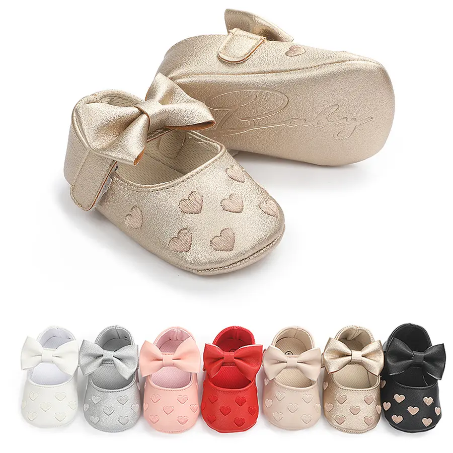 Baby princess Dress Shoes Sweet Bow Infant Prewalker Soft Sole Pu Baby Girls Shoes.Z0841