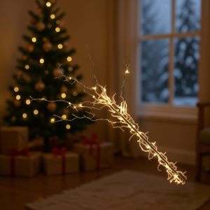 Homeera Christmas Decorations L74Cm Champagne Rod 4 Boxes Matte Silver Rod 2 Boxes Wall Mount Tree Shape Plastic Iron Wire - Product Image 2