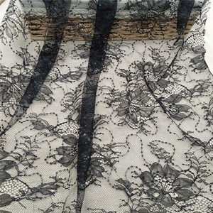 Tela de encaje de punto con flores de estilo francés negro de alta calidad, encaje de red de tul, bordado de fiesta, bolsos mejorados, prendas - Product Image 1